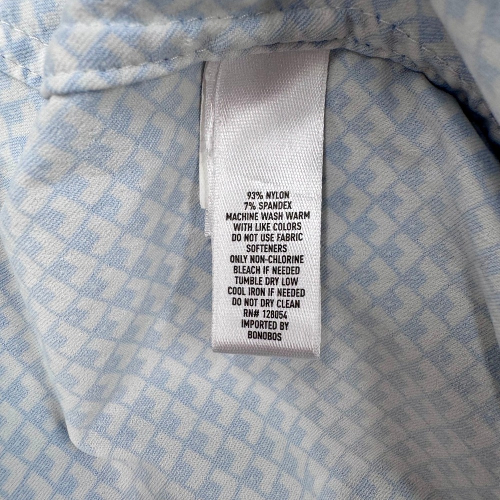 Bonobos Slim Fit Long Short Sleeve Button Down Shirt Blue Geometric Tile Mens L - Picture 9 of 11